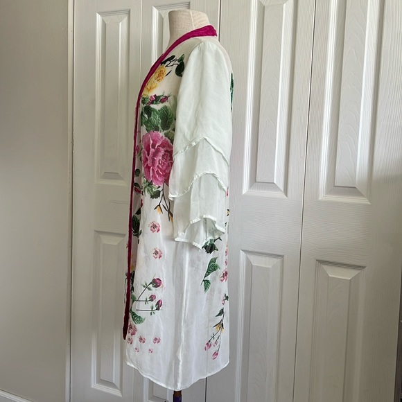 Soft Surroundings Embroidered Open Front Sheer Duster Size Medium - Picture 5 of 16